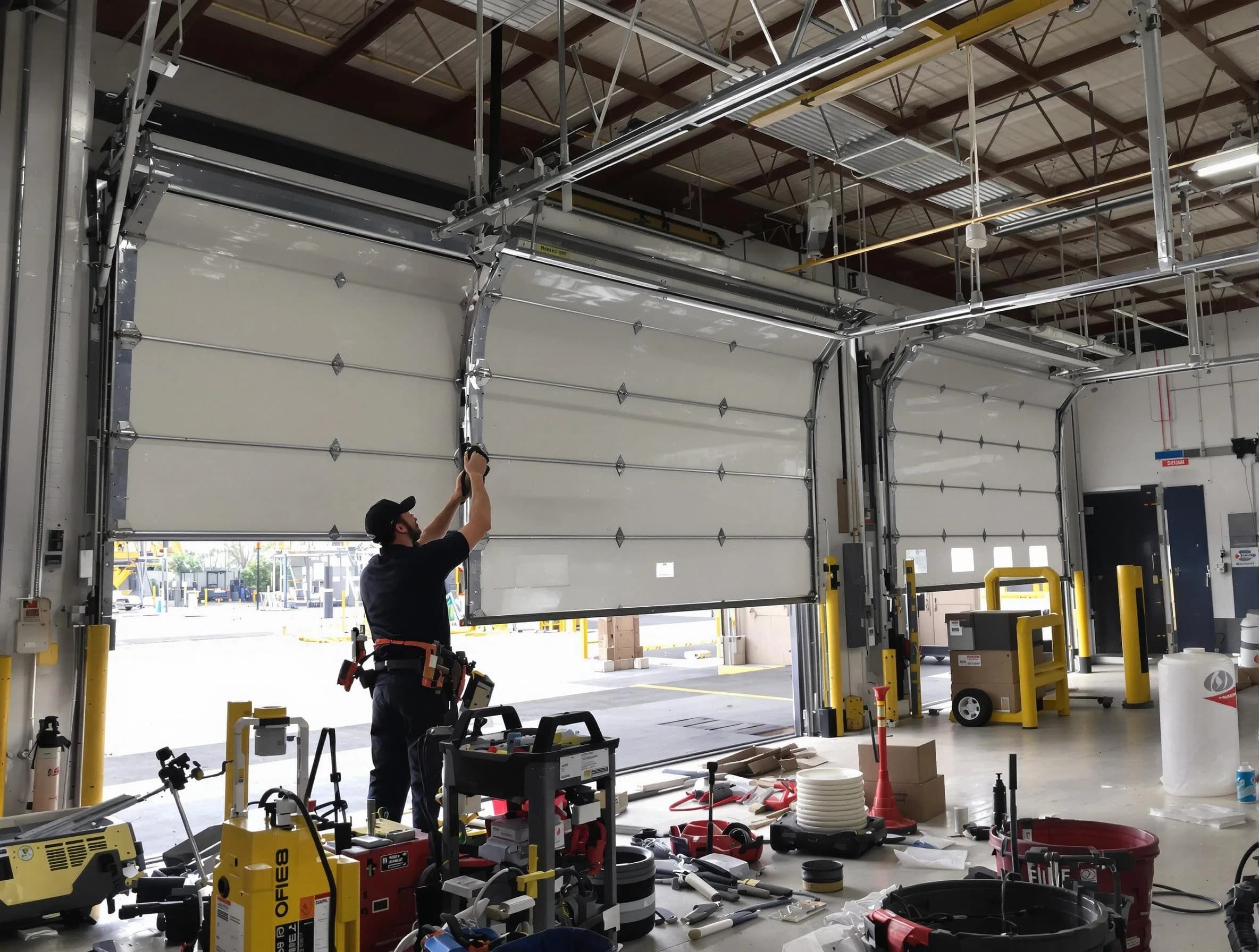 West Bountiful Garage Door Repair technician performing commercial garage door repair in West Bountiful