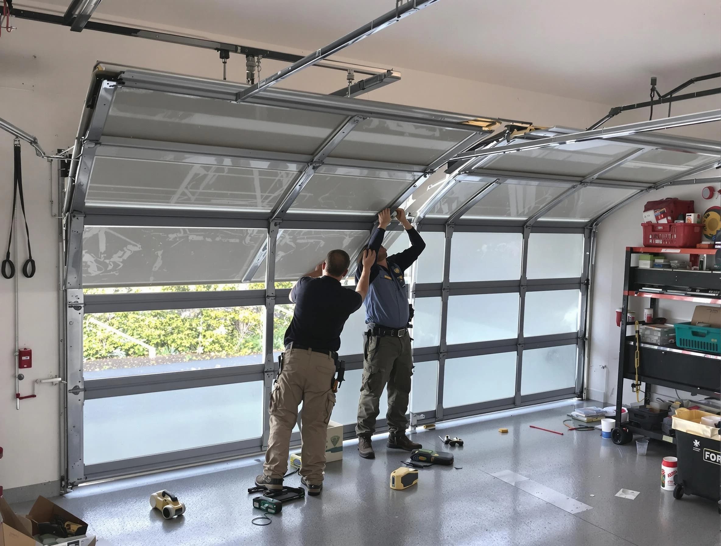 West Bountiful Garage Door Repair expert performing precise panel replacement on West Bountiful garage door