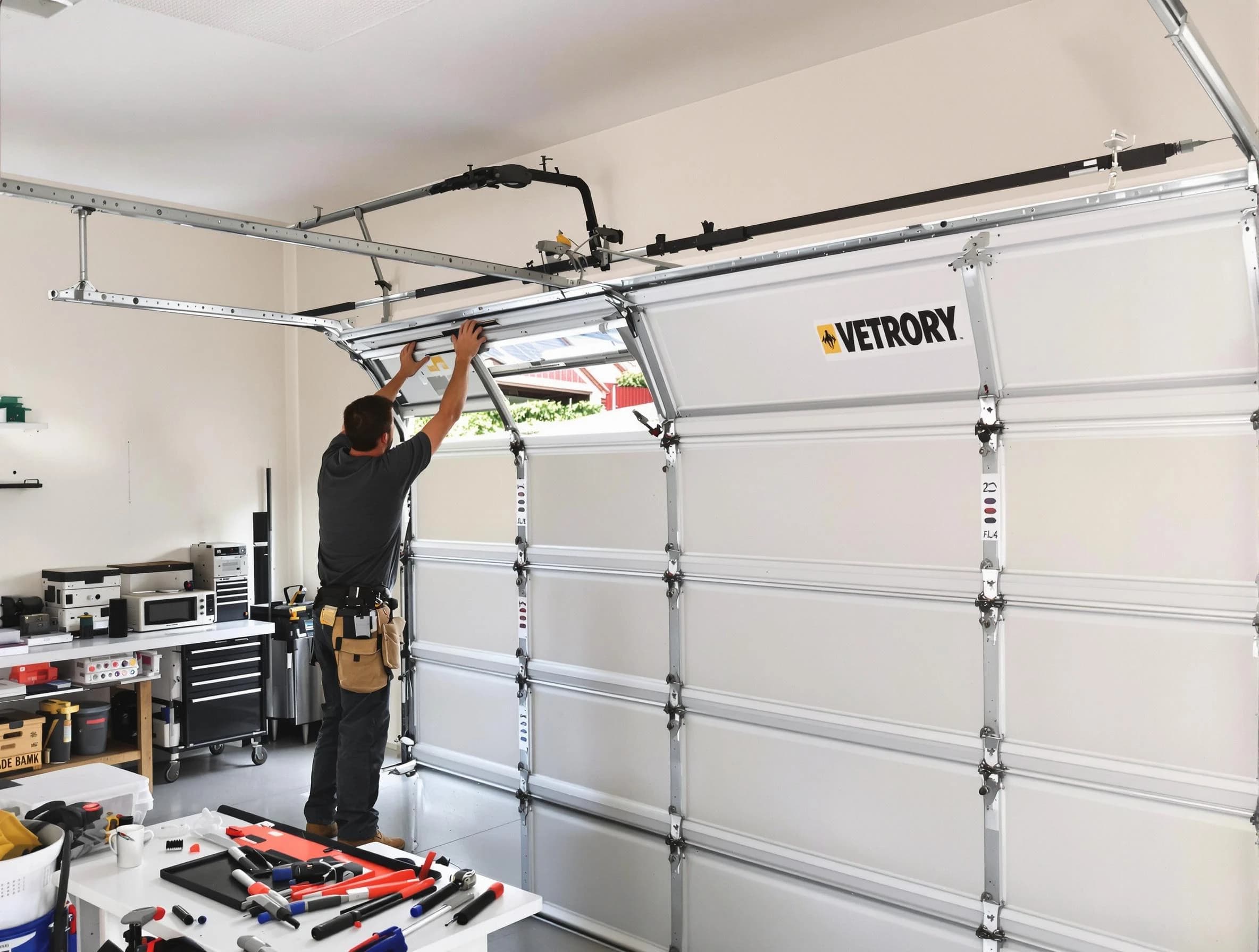 West Bountiful Garage Door Repair technician performing section replacement in West Bountiful