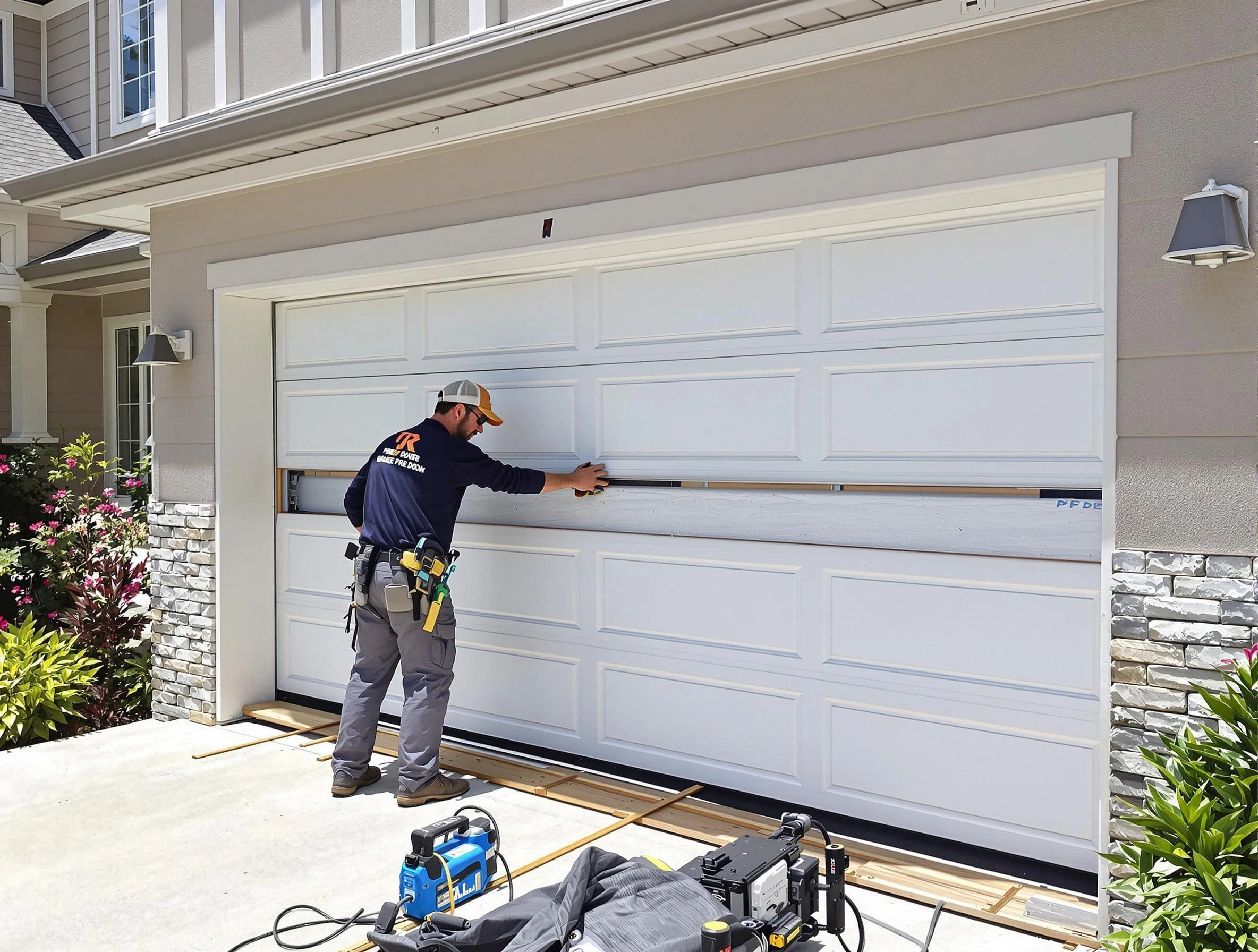 West Bountiful Garage Door Repair team performing complete garage door replacement at West Bountiful residence