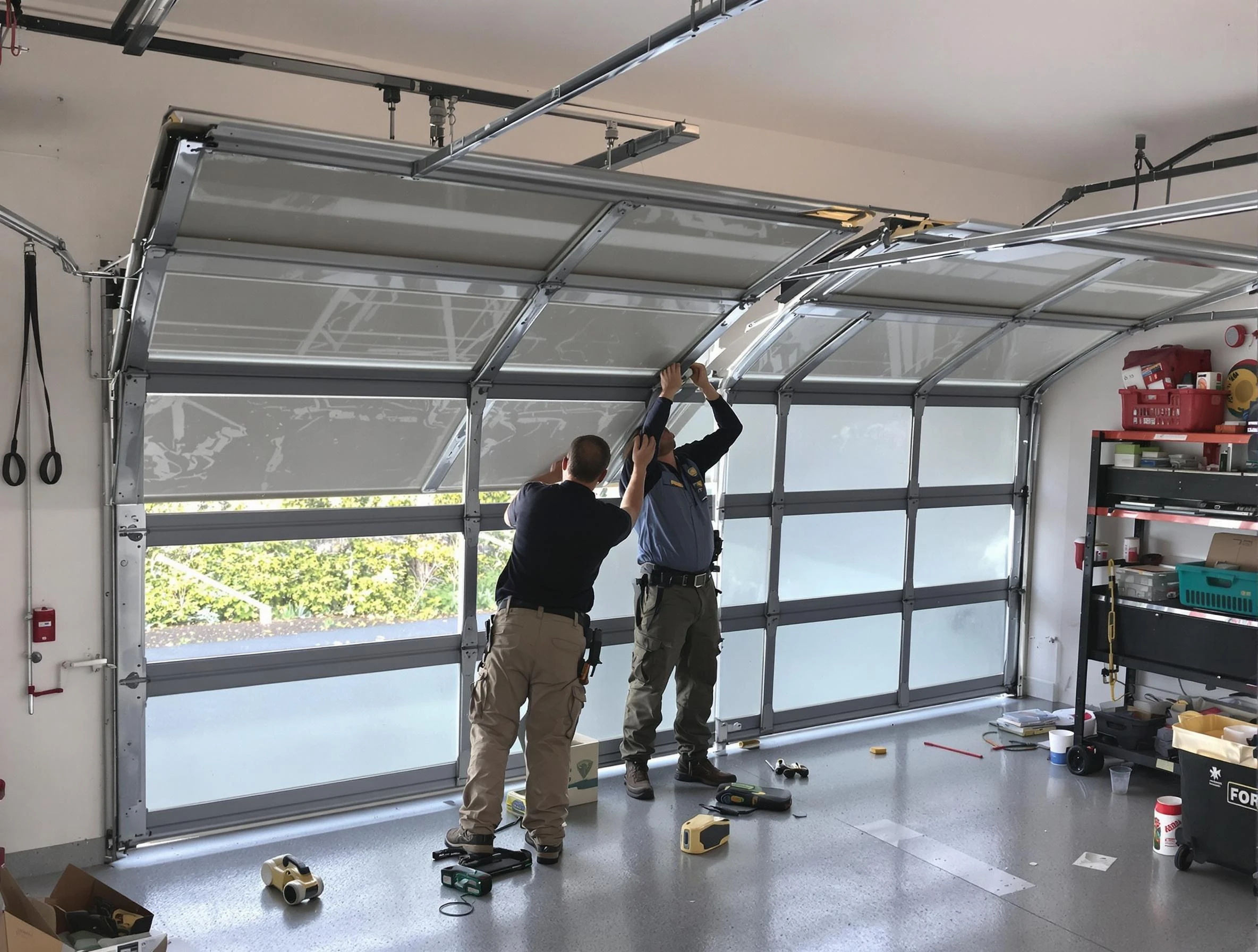 West Bountiful Garage Door Repair expert performing precise panel replacement on West Bountiful garage door